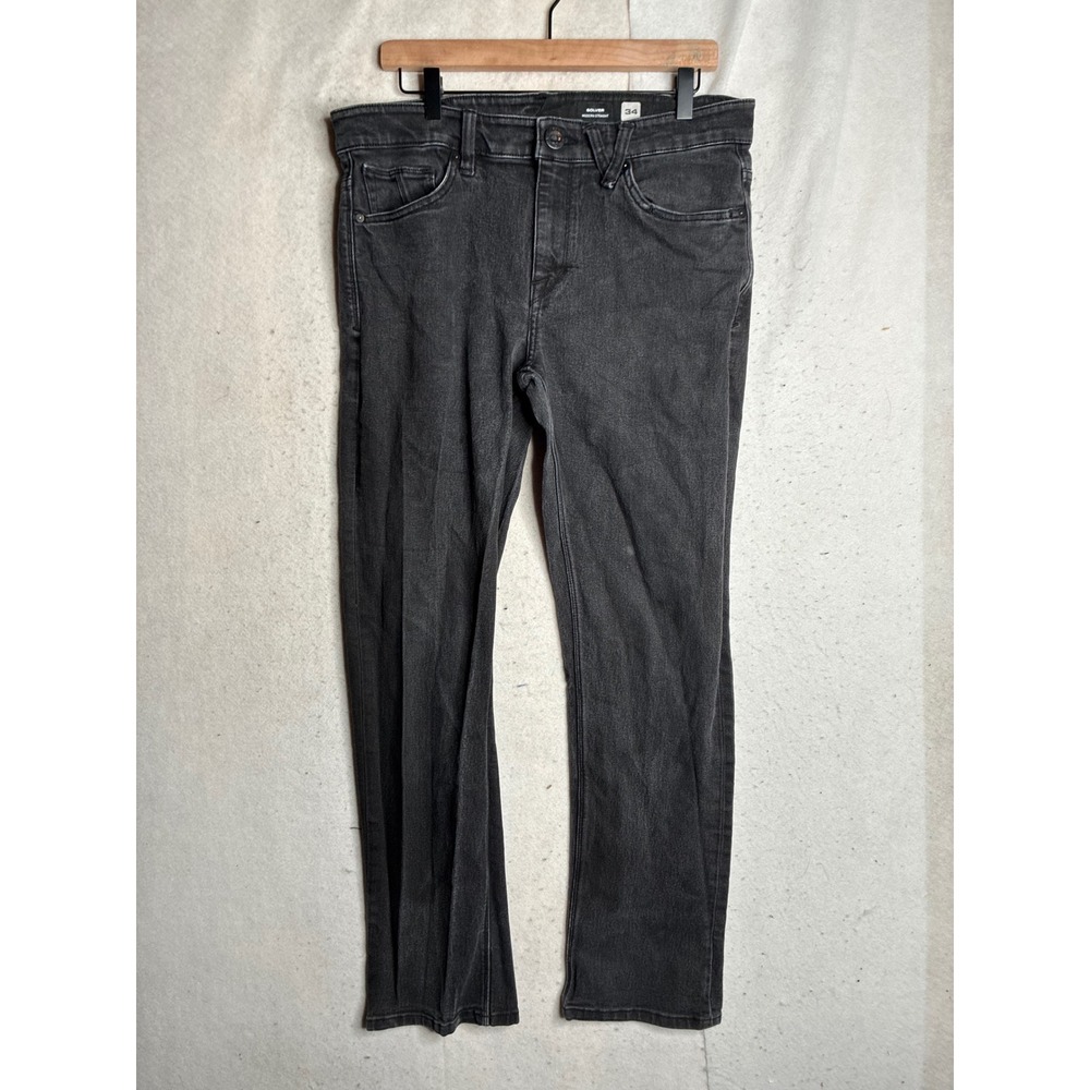 Volcom Solver Modern Straight Black Faded Denim Jeans Mens 36x32 (Tagged 34)